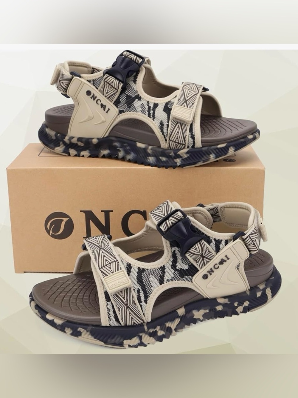 ONCAI Arch Support Adjustable Straps Men's Hiking Walking Sandals size 15
